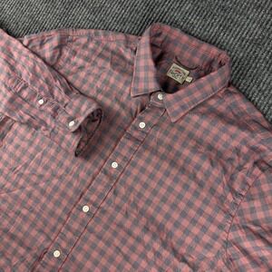 Faherty Brand Mens Movement Shirt Red Navy Gingham Stretch Button Down MWF2009 L